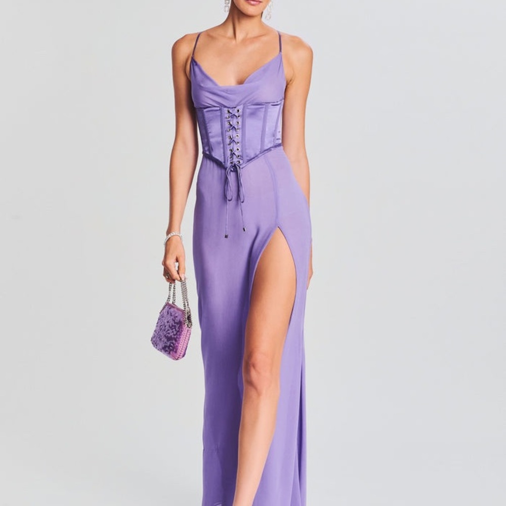 NWT Retrofête Larissa Silk Corset Dress in Dusty Lilac